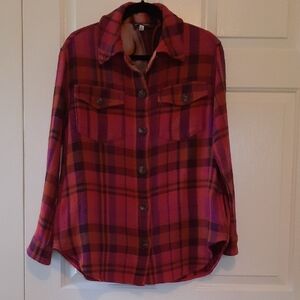 Johnny Was Pink and Brown Plaid Jacket